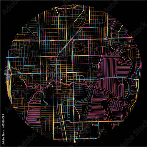 Colorful Map of FortLauderdale, Florida with all major and minor roads. photo