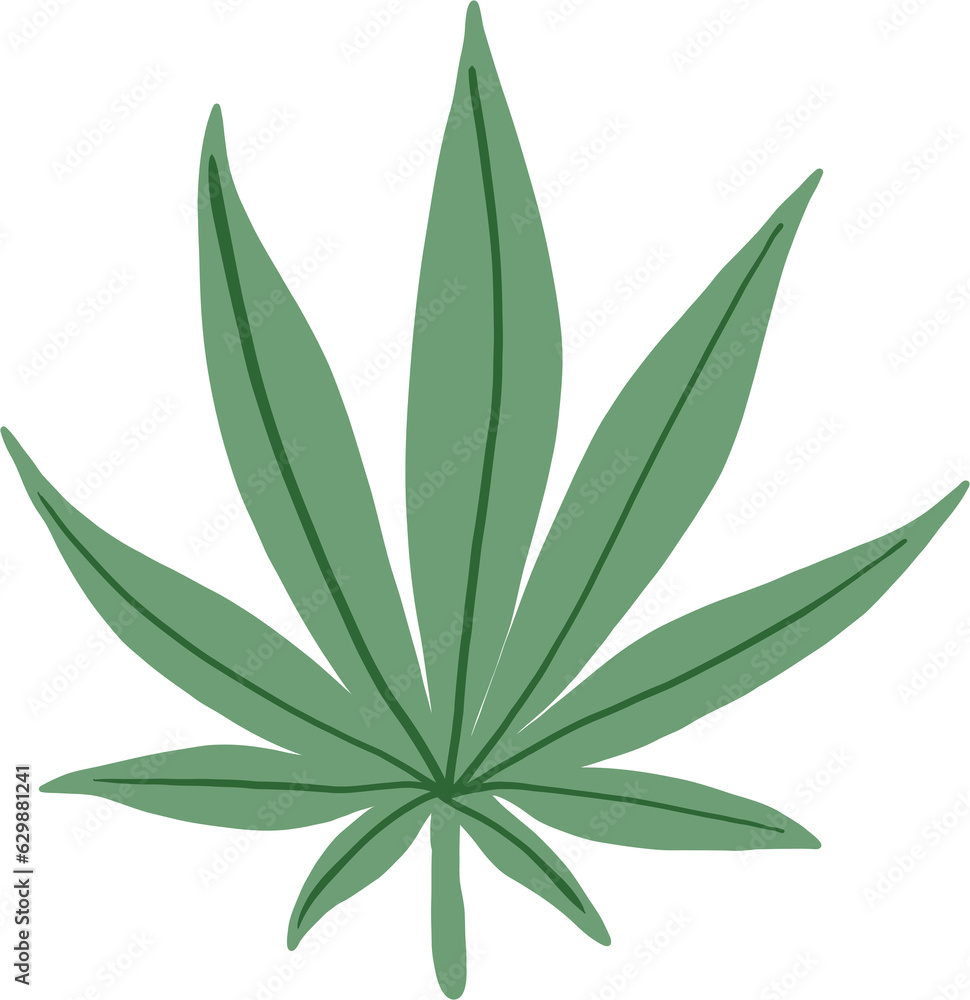 Naklejka premium simplicity cannabis leaf freehand drawing