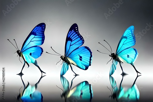 butterflies on a blue background  generating by AI technology