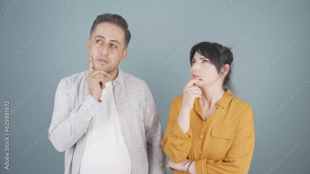Thoughtful couple comes up with a great idea. Thoughtful couple comes up with a great idea.