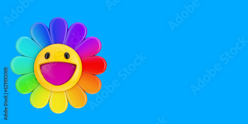Cartoon Funny Smiling Sun Icon Character. 3d Rendering