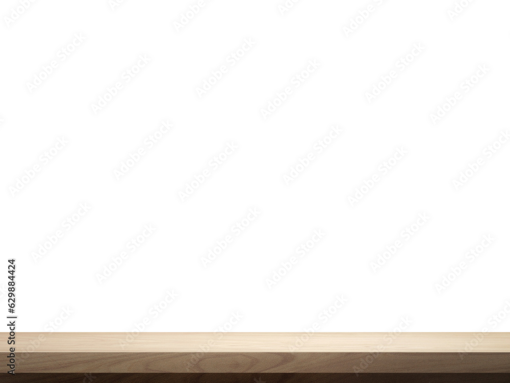 empty wooden table front view isolated on white background Stock