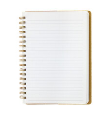 Blank open notebook isolated on transparent background, PNG.