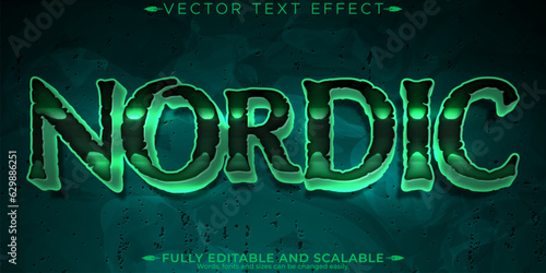 Nordic editable text effect, vikings and north text style.