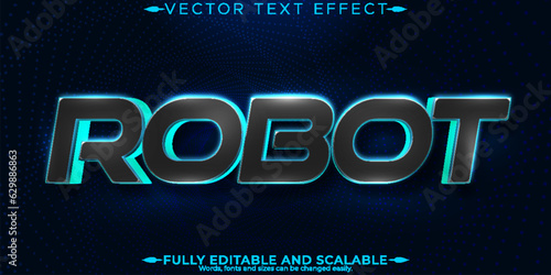 Robot text effect, editable tech and future font style