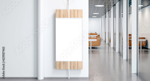 Mockup of an empty vertical sign in a modern office 