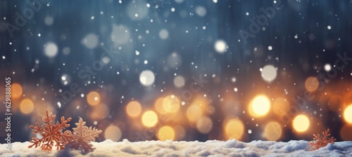 Blurred shiny night winter sparkle background. Christmas and new year event concept. Generative AI technology.