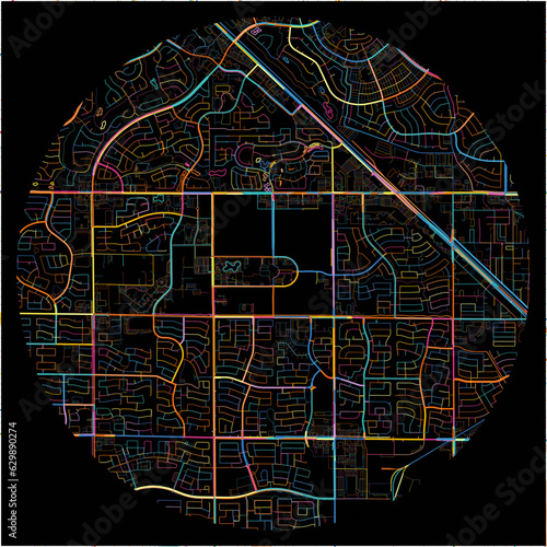 Colorful Map of Surprise, Arizona with all major and minor roads.