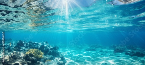 Underwater background. Generative AI technology.   © Hero Design