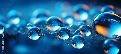 Air bubbles. Transparent water droplets. Generative AI technology.