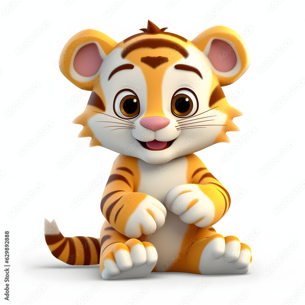 Cute Tiger 3d animation Made with Generative AI Cute Tiger 3d animation Made with Generative AI
