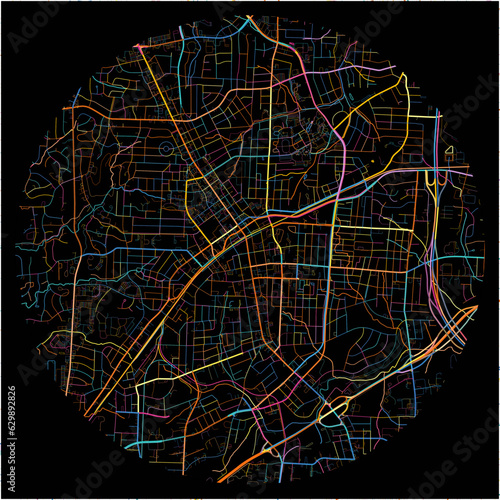 Colorful Map of HighPoint, North Carolina with all major and minor roads.