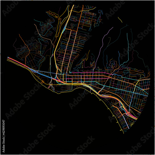 Colorful Map of SanBuenaventura, California with all major and minor roads.