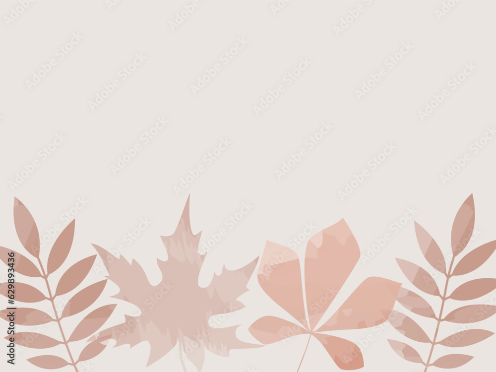 Abstract autumn background in pastel colors with watercolor leaves. Vector illustration with copy space text