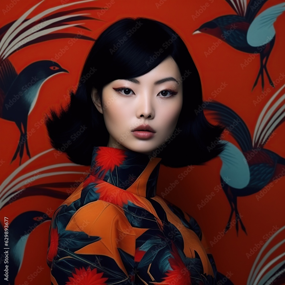 Illustration of a fashion portrait AI Generated Illustration of a fashion portrait AI Generated