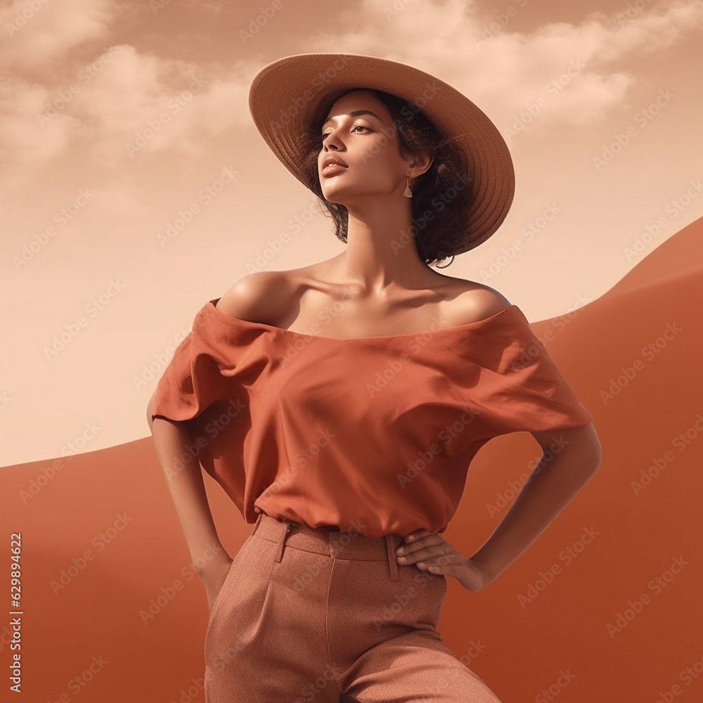 Illustration of a fashion portrait AI Generated Illustration of a fashion portrait AI Generated