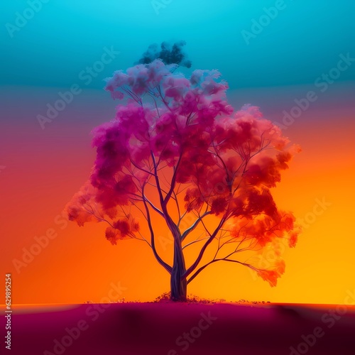 Image of a single tree against a bold color background © Systema
