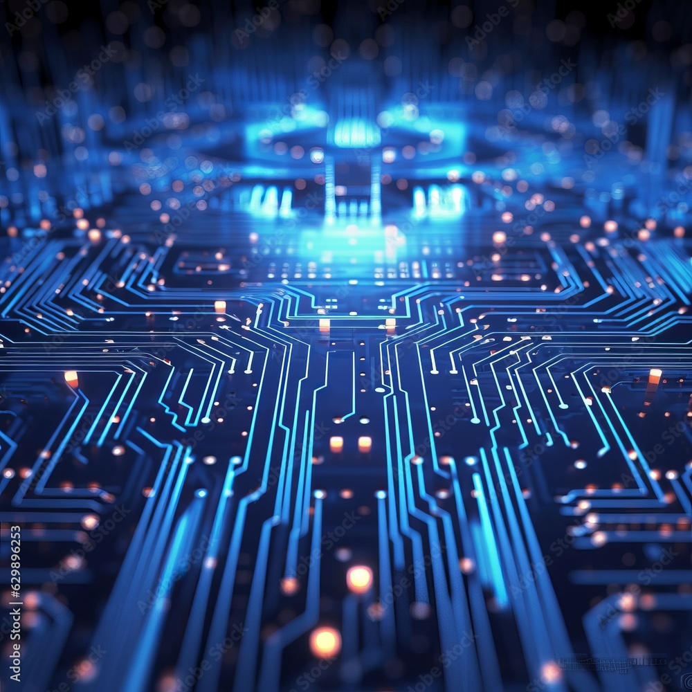 Cyber circuit future technology concept shiny blue background Cyber circuit future technology concept shiny blue background