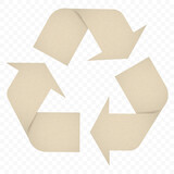 Recycle symbol created from paper cardboard with texture