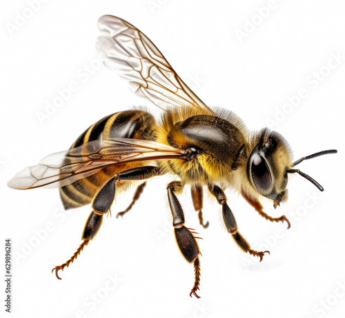 Macro shot of bee isolated on white background © Jaroslav Machacek