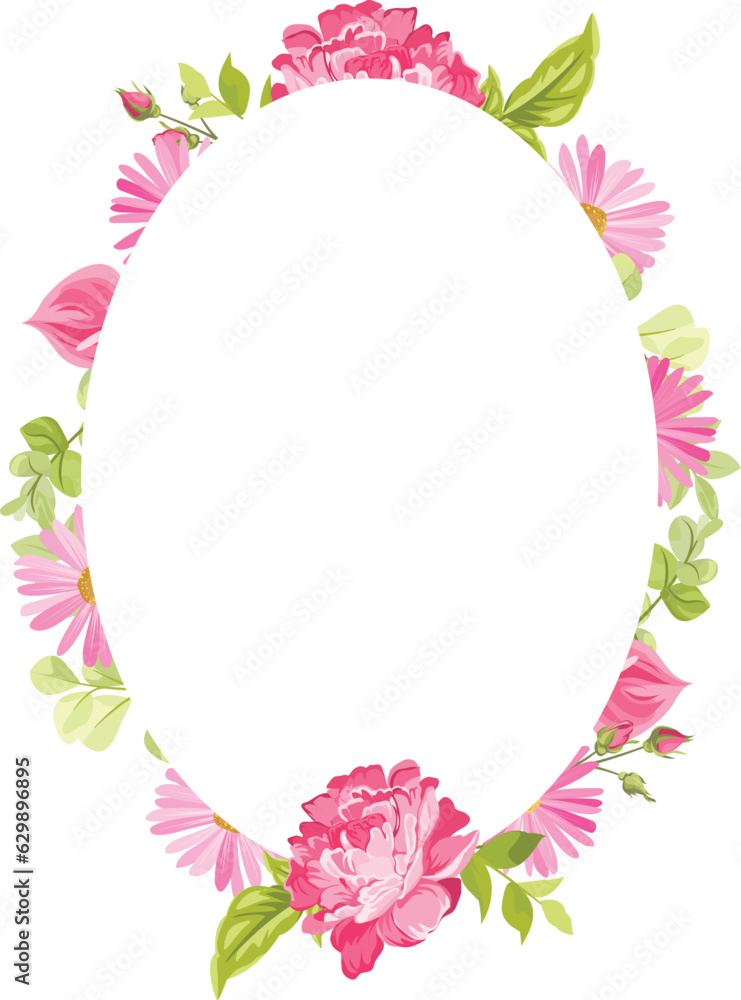 floral frame with wreath suitable for wedding invitation or greeting card