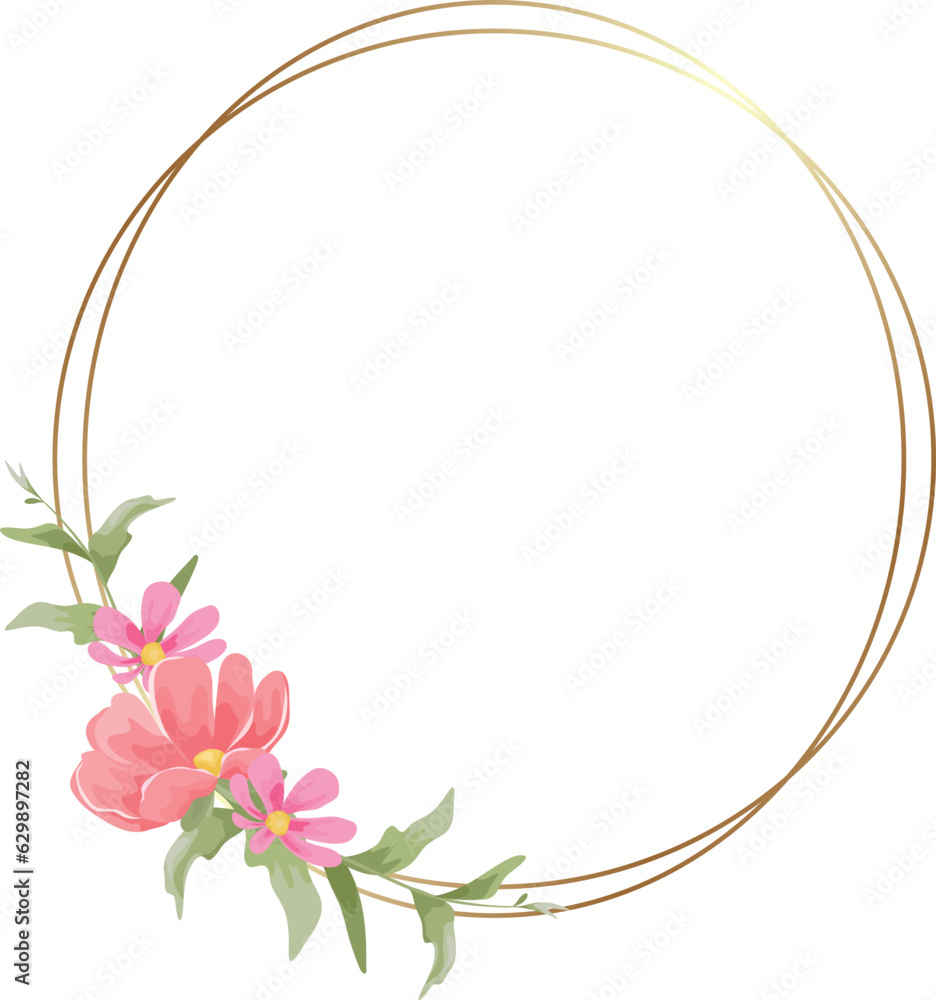 floral frame with wreath suitable for wedding invitation or greeting card