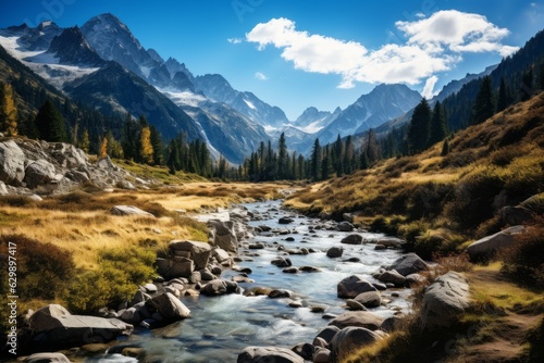 Rocky Mountain Pass with Breathtaking Vistas, Generative AI
