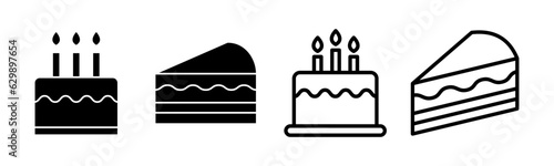 Cake icon set illustration. Cake sign and symbol. Birthday cake icon