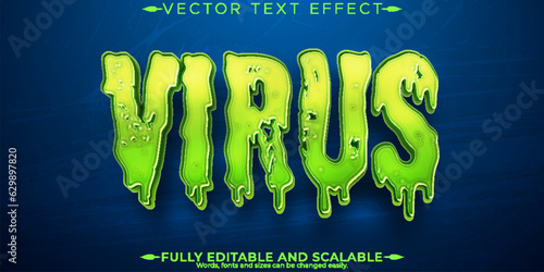 Virus covid text effect, editable bacteria and flu text style