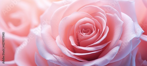 Pink rose flower. Valentine and wedding day background. Generative AI technology.