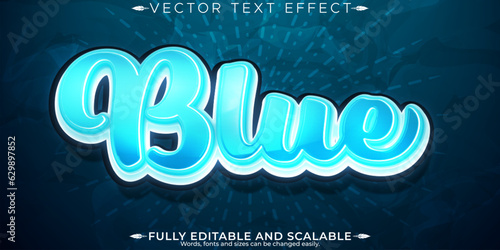 Blue text effect, editable rainbow and colored text style