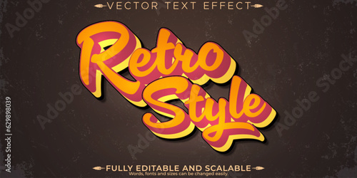 Retro, vintage text effect, editable 70s and 80s text style