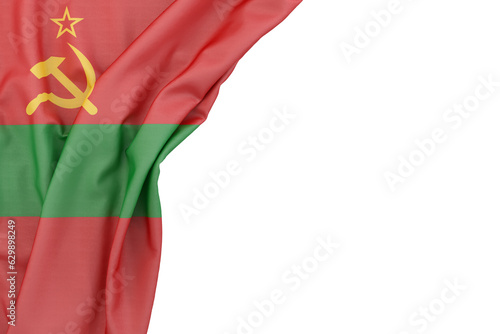 Flag of Transnistria in the corner on white background. 3D rendering. Isolated photo