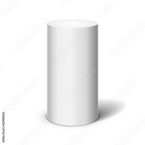 Cylinder on light background. Vector template for your design.