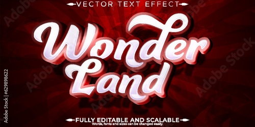 Wonder land text effect, editable cartoon and funny art text style.