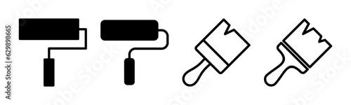 Paint icon set illustration. paint brush sign and symbol. paint roller icon vector