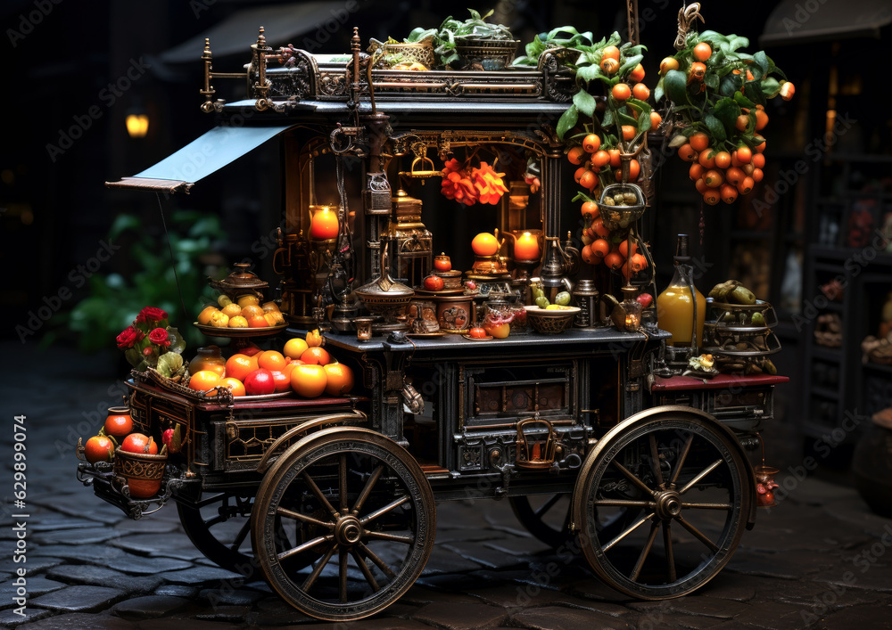 chinese street vendor food cart concept . generative ai