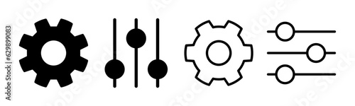 setting Icon set illustration. Cog settings sign and symbol. Gear Sign