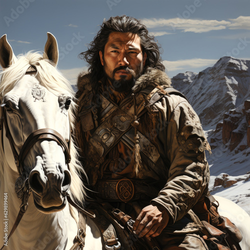 concept of Genghis Khan warlord from Mongolia . generative ai