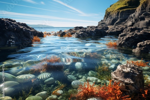 Rocky Shoreline with Tide Pools and Marine Life, Generative AI © Giantdesign