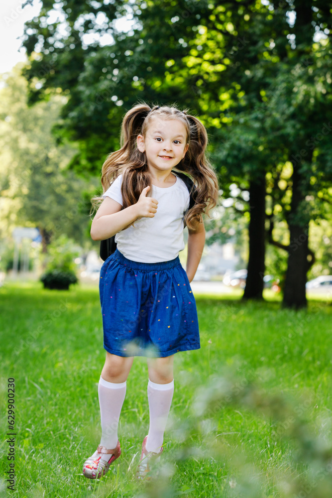 School, girl runs to school with backpack. concept of learning. School, girl runs to school with backpack. concept of learning.