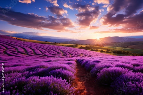 Rolling Hills of Blooming Lavender as Far as The Eye Can See, Generative AI