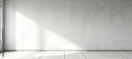 Empty plaster wall building interior background for product presentation. Shiny window light and shadow. Generative AI technology.