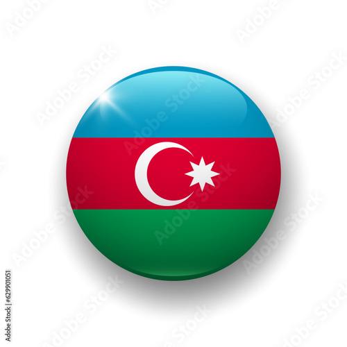 Free Download Realistic glossy button with flag of Azerbaijan. 3d vector element with shadow underneath. Best for mobile apps, UI and web design. - GFXLoad
