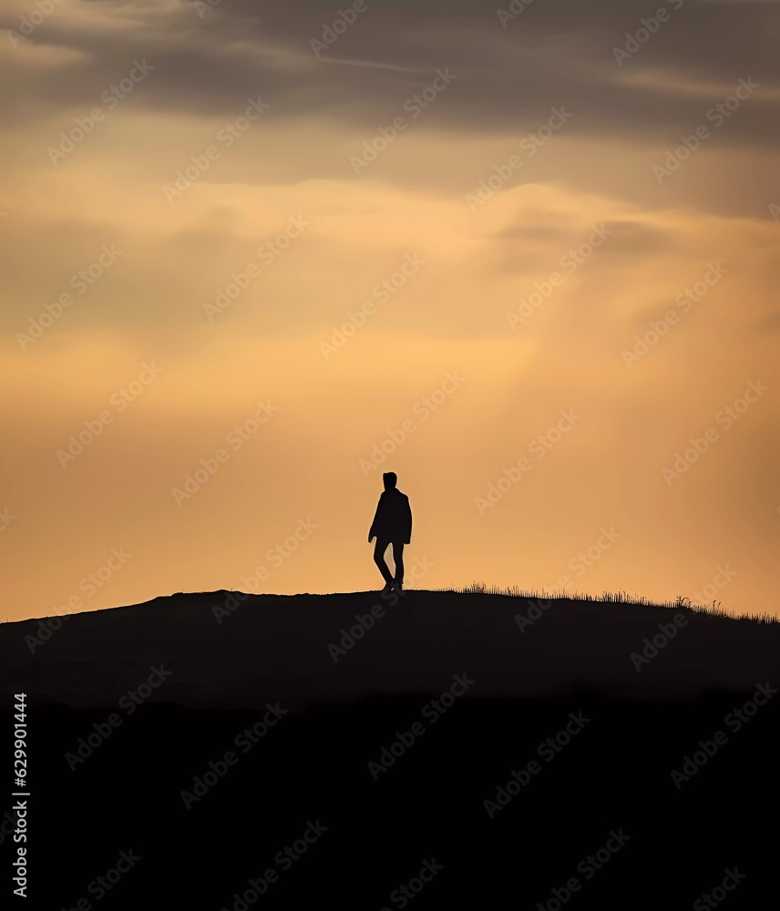 A silhouette of a lone figure walking against a contrasting background No 2