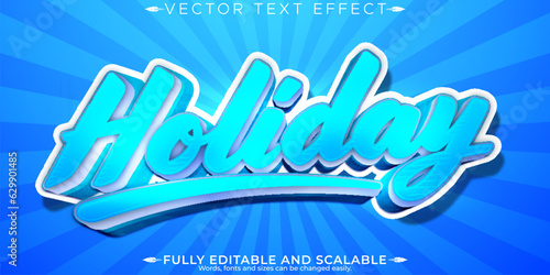 Photography Holiday text effect, editable water and blue text style