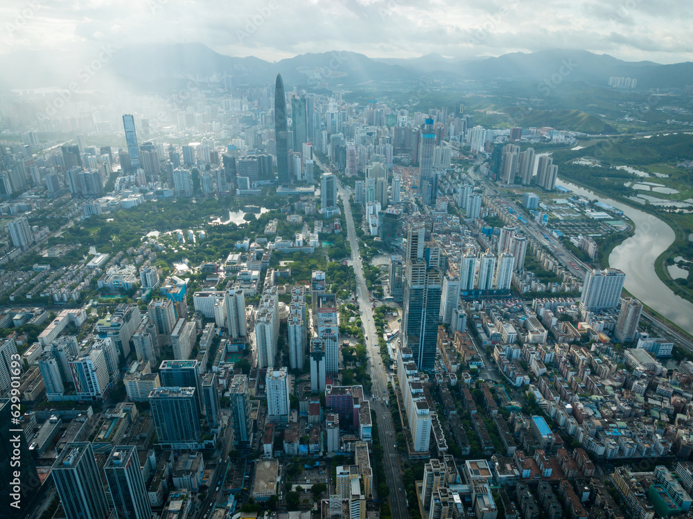Shenzhen ,China - May 29,2022: Aerial view of landscape in Shenzhen city, China