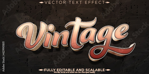 Vintage editable text effect, retro and classic text style