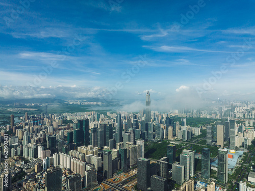 Shenzhen ,China - May 29,2022: Aerial view of landscape in Shenzhen city, China © lzf