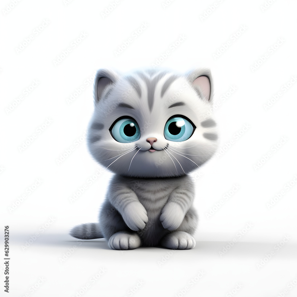 Fototapeta premium cute cat 3d animation Made with Generative AI